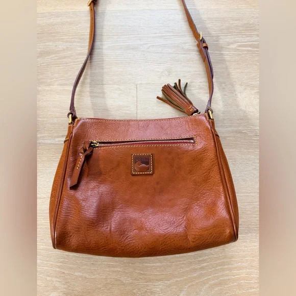 Dooney & Bourke Florentine Leather Crossbody Shoulder Bag Tan Brown Vacchetta - Picture 7 of 14